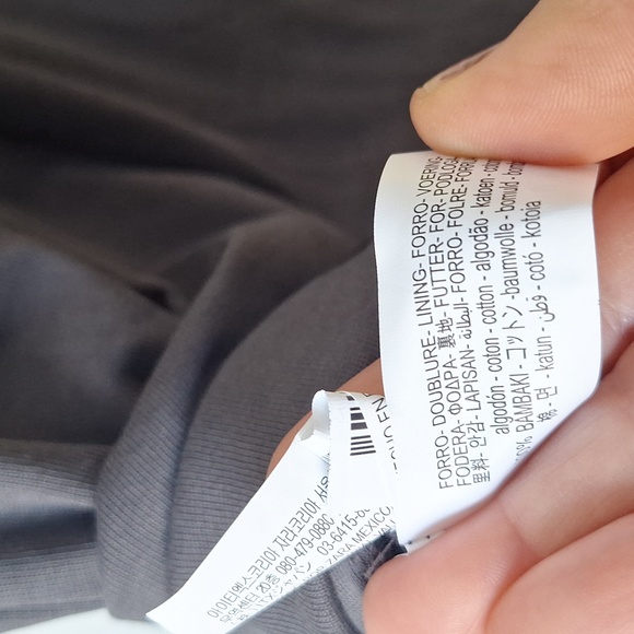 Zara Charcoal V-Neck Dress Cotton Jersey High Slits V Neck Pleated Back - Picture 7 of 7